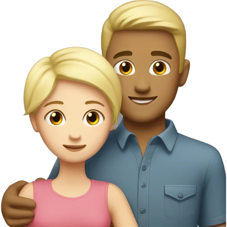 Short blonde hair girl hugs tall boy emoji