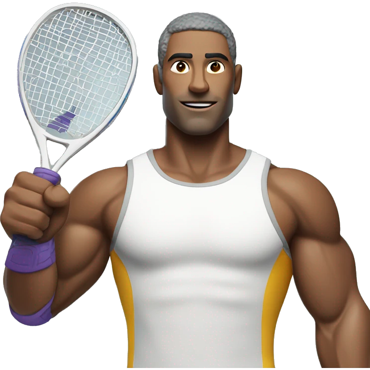 Muscular man with a padel racket in his hand emoji