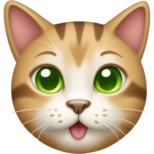 a smeely cat, brown cute cat, smell reference like green smoke, apple iOS emojis style emoji