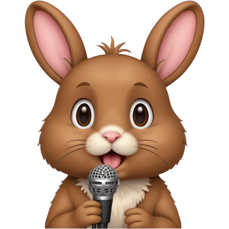 brown bunnie singing to mic emoji