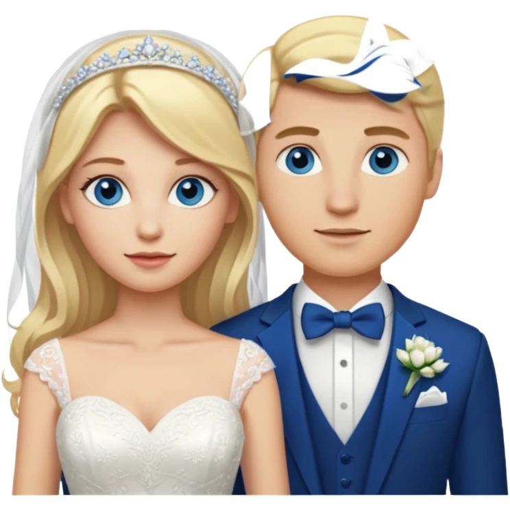Blonde wife and blonde husband getting married Both Blue eyes emoji
