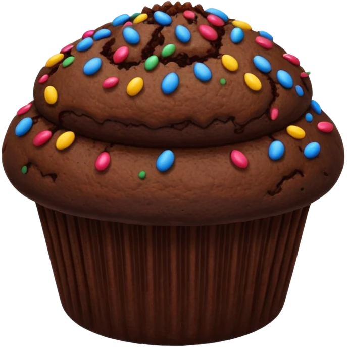 dark brown chocolate muffin chocolate sprinkles on top emoji