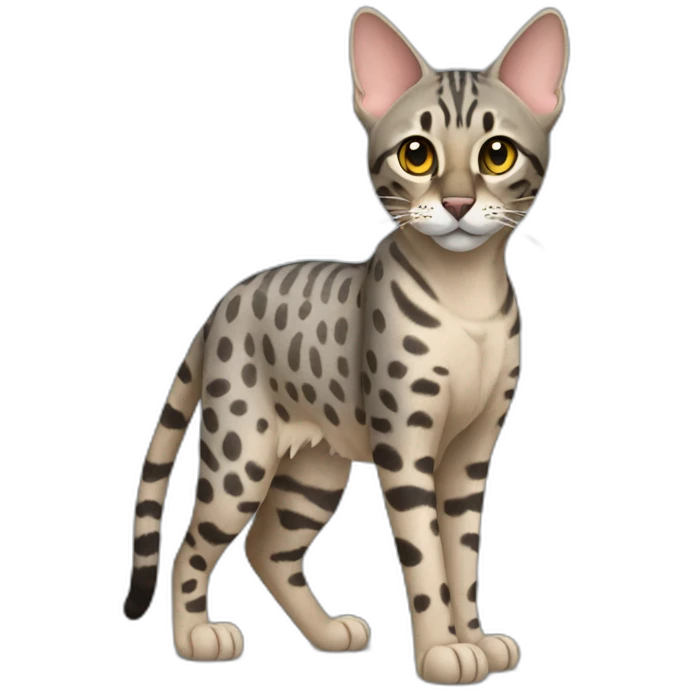 Savannah Cat Full Body grey emoji