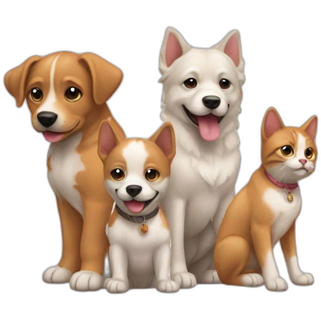 Chiens avec chats emoji