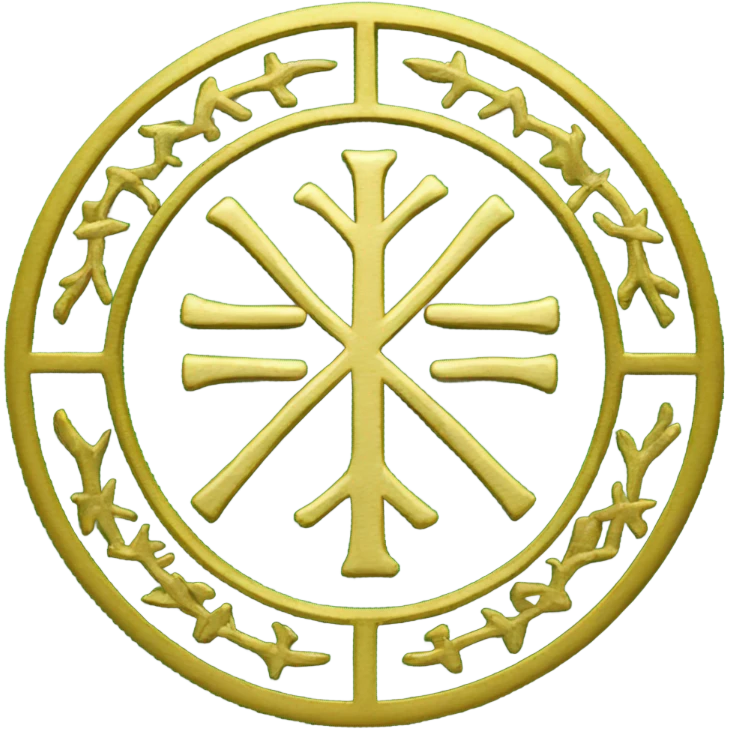 Gold colored simple px Chi rho symbol on green background emoji