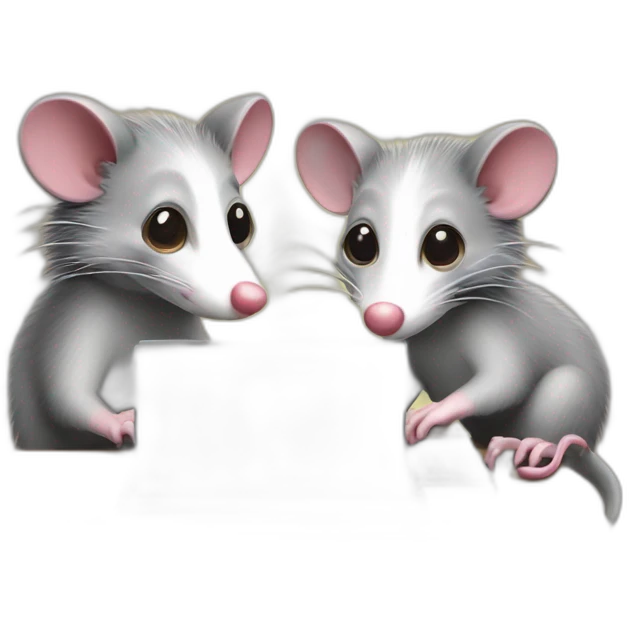 Two opossums working with computers emoji