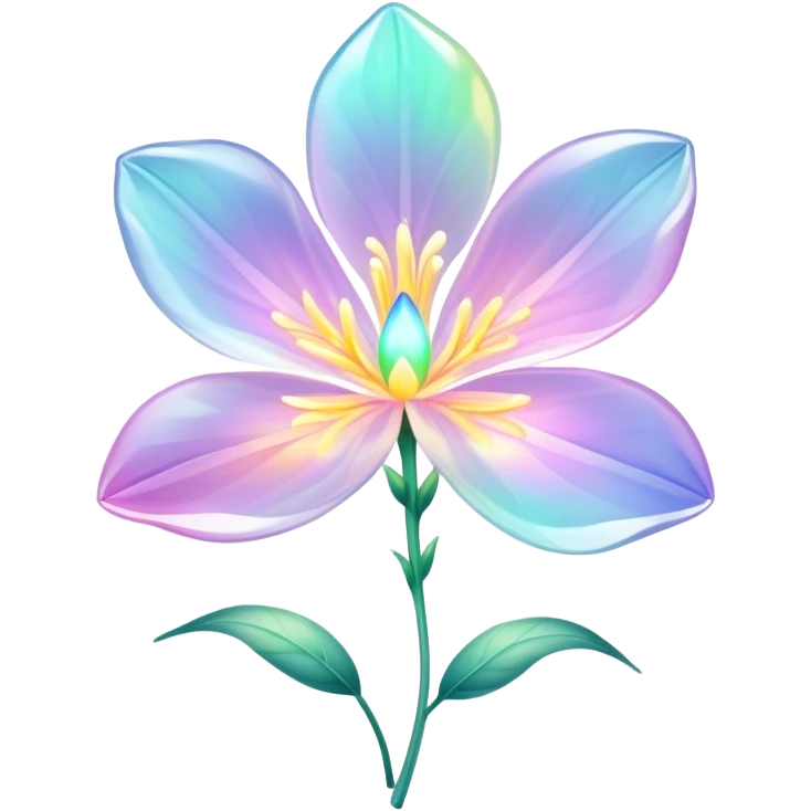 Pastel iridescent transparent bio-luminescent flower emoji