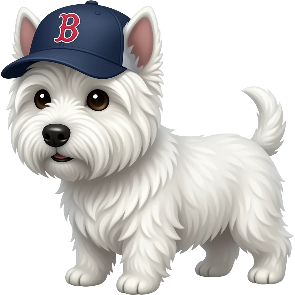 White West Highland Terrier with a Boston Red Sox Baseball Cap emoji