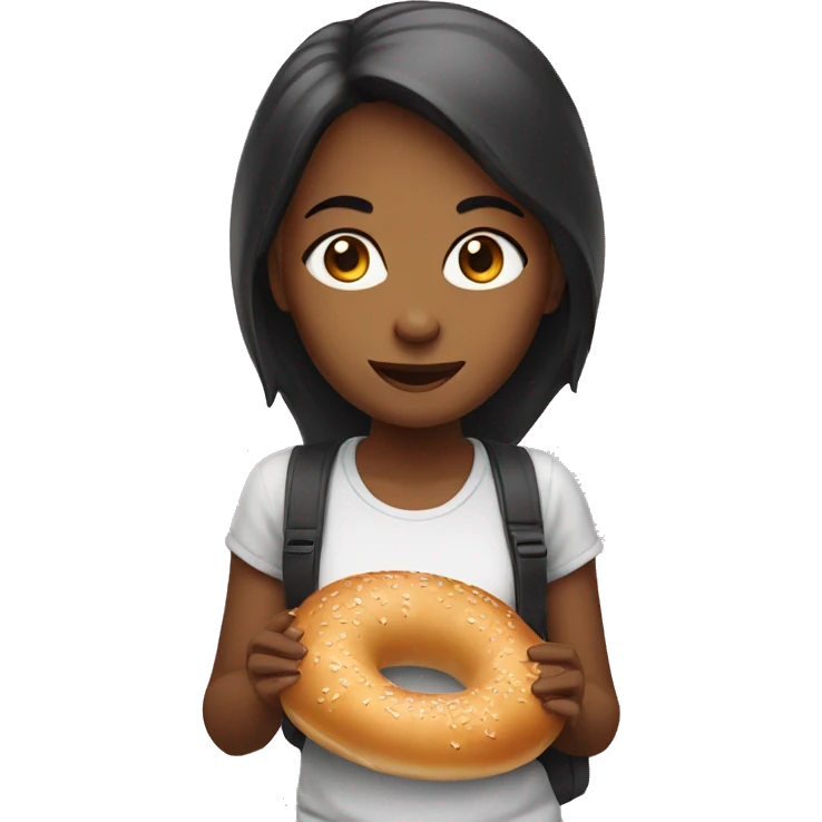 girl eat bagel emoji