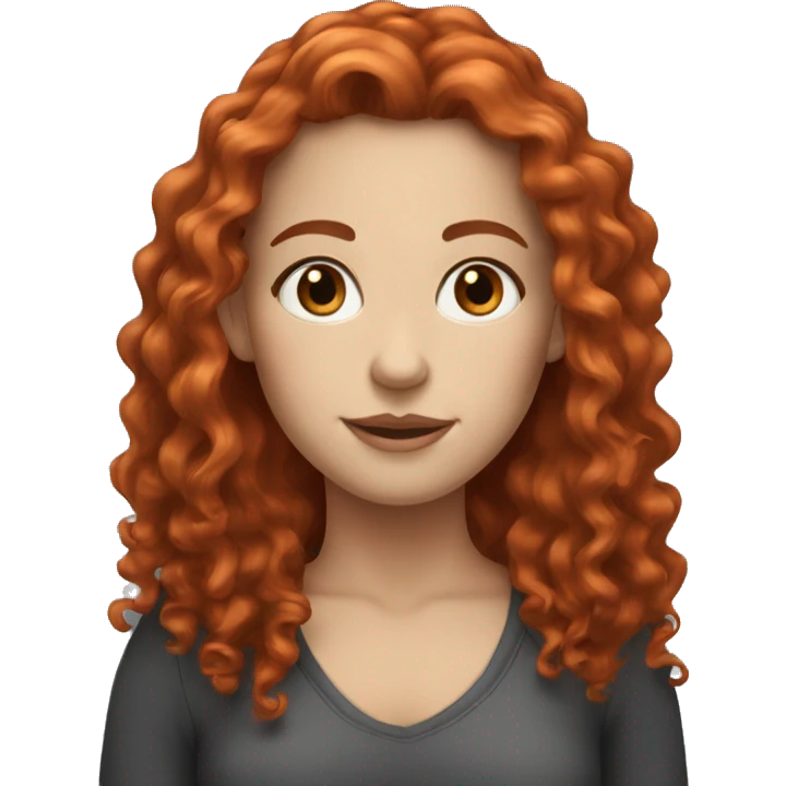 white woman long red curly hair emoji