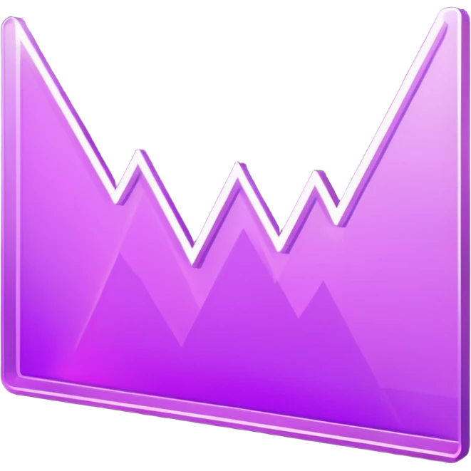A glowing purple hologram of a line chart emoji