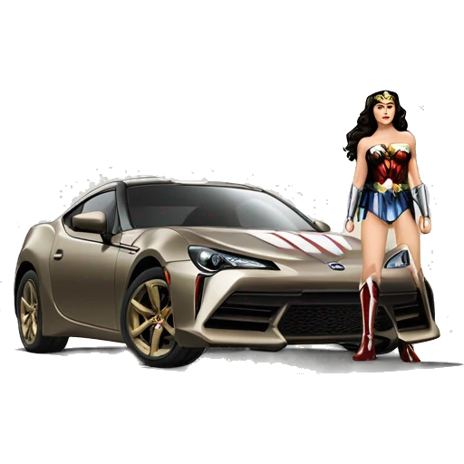 Linda Carter as WW2 Wonder Woman’s Long wheelbase widened ground effects Scion FR-S hypercar emoji