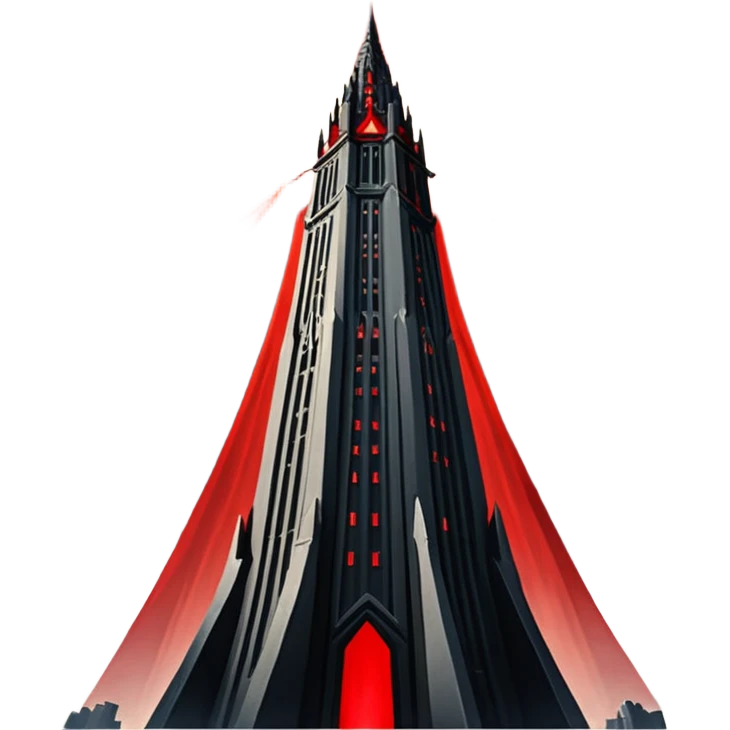 Barad Dúr from Lord of the Rings, Dark, giant Tower, with red beams shooting from the top into the sky emoji