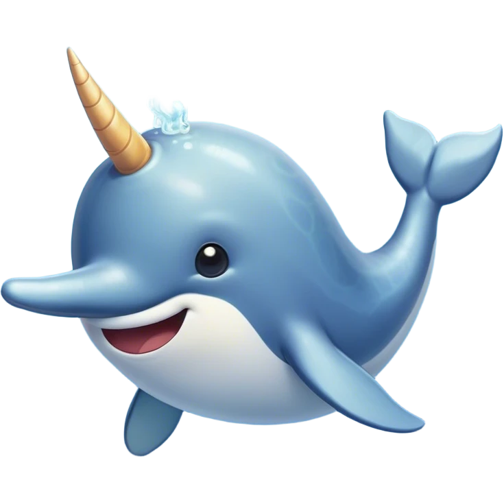 Cinematic Comical Narwhal Portrait Emoji, Head tilted dramatically with an exaggeratedly shocked expression, featuring a streamlined body with a prominently spiraled tusk and wide, comically expressive eyes brimming with disbelief, Simplified yet hilariously expressive features, highly detailed, glowing with a slightly sassy glow, high shine, dramatic yet playful, stylized with an air of quirky oceanic attitude, bright and endearing, soft glowing outline, capturing the essence of a meme-worthy narwhal that appears ready to side-eye its way into internet fame instantly! emoji