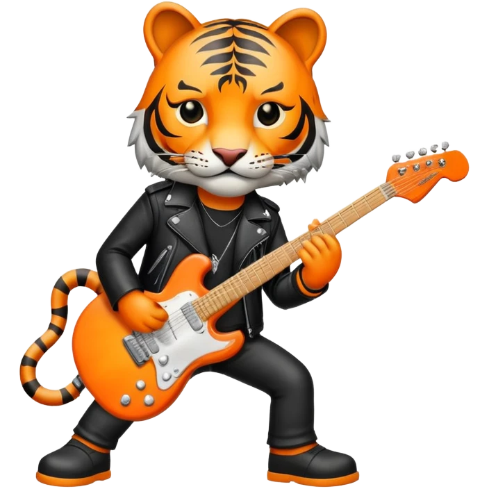 Rock star tiger with electric guitar and leather jacket emoji