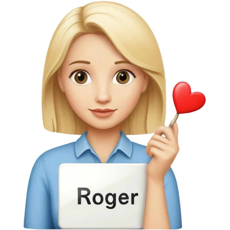 Blonde lady holding a I love Roger sign  emoji