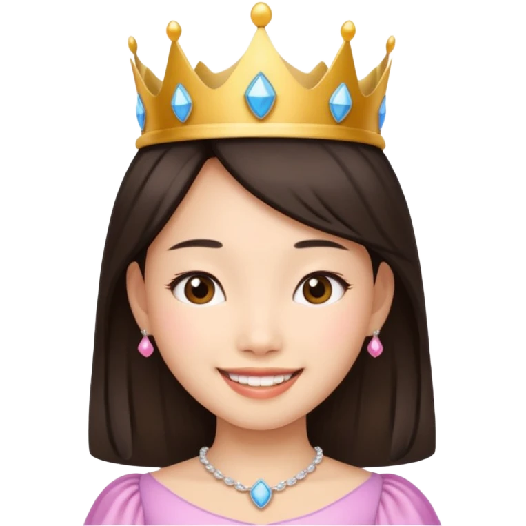 Asian girl wearing a princess crown on her head  emoji