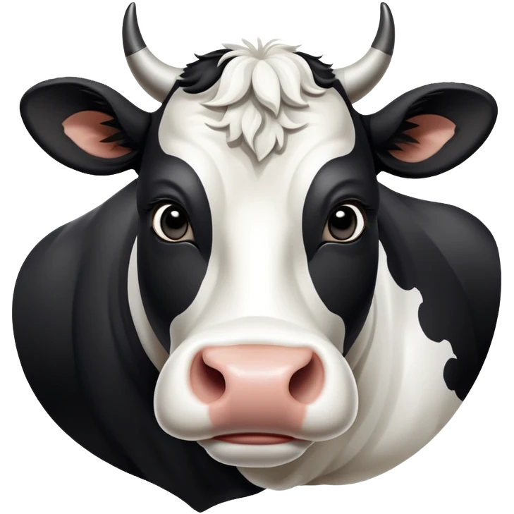 cinematic-noble-black-and-white-cow-portrait-emoji,-poised-and-regal,-with-a-large,-sturdy-build-and-a-beautifully-patterned-hide-of-rich-black-accented-by-crisp-white-patches,-deep-set-soulful-brown-eyes,-simplified-yet-sharp-and-sophisticated emoji