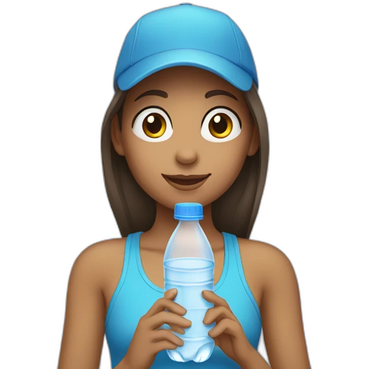 Girl drinking bottle of water emoji