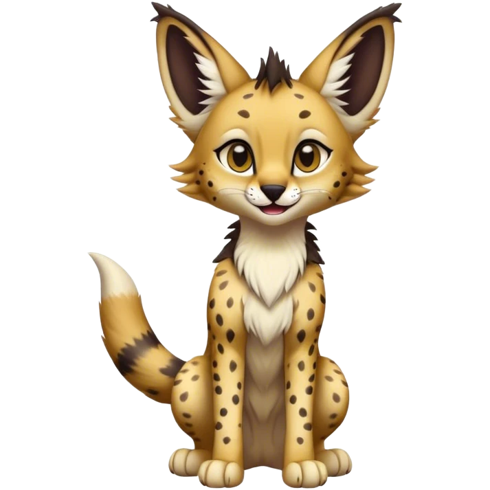 Epic Cute Dark Sergal-Serval-Vernid full body emoji