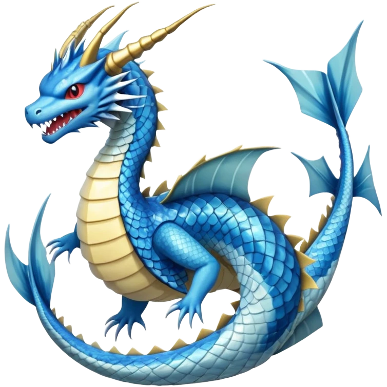 Gyarados from Pokemon, blue serpentine dragon emoji