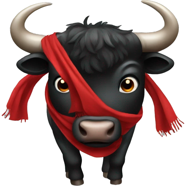 Black bull using red scarf feeling angry emoji