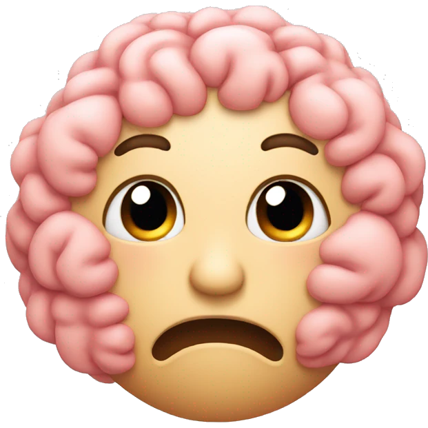 blushing oh face brain emoji