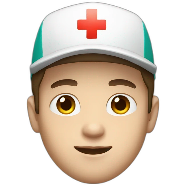 Ambulance yung man with white skin and brown hair and a cap emoji
