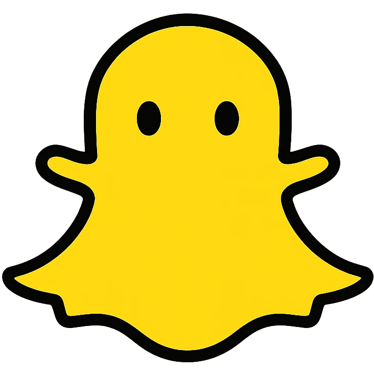 Snapchat ghost logo in yellow, simple social media icon emoji