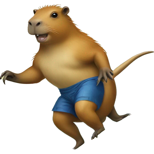Capybara riding a dinosaur on a surfboard in the ocean  emoji