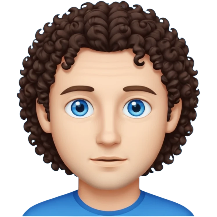 homme yeux bleu azur,cheveux brun foncé bouclé emoji