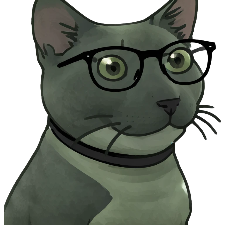 russian blue cat with glasses  emoji