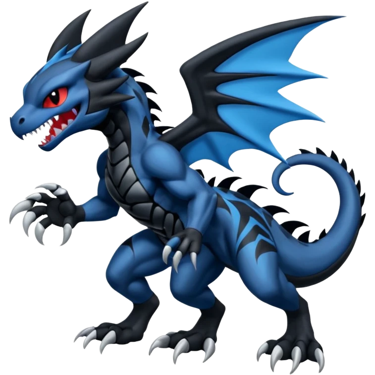 Black and Blue Venom-Stitch-Zekrom-Salandit-Sneasel-fusion, full body, tribal markings  emoji