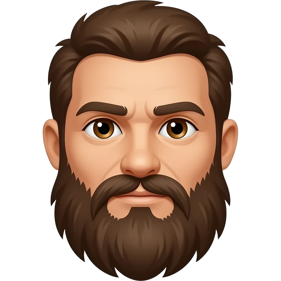 socreates face with beard, brown eyes, facing, emoji