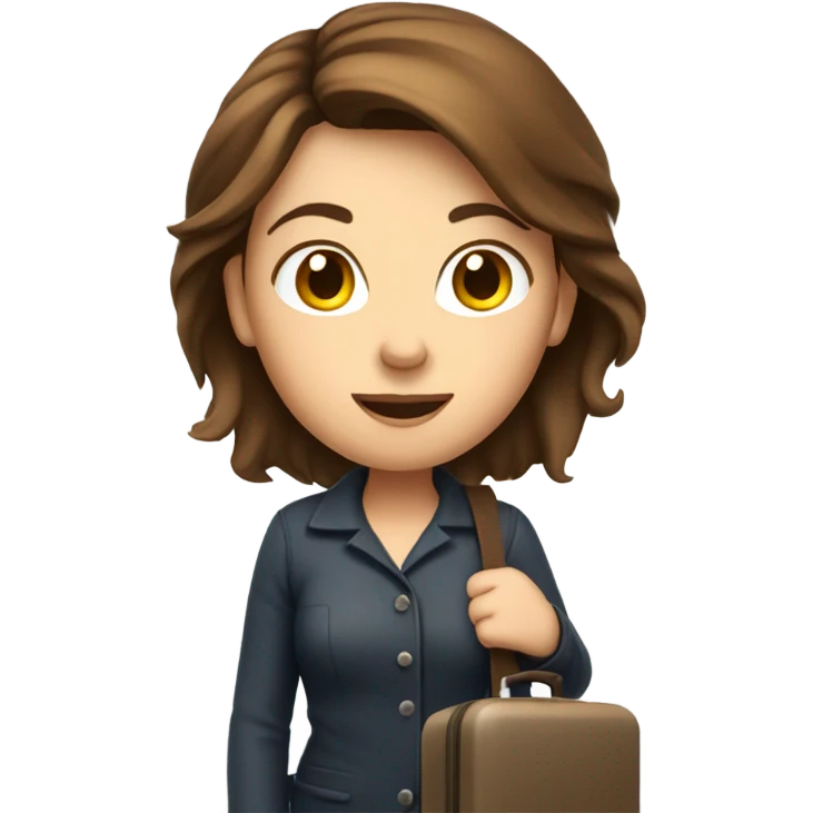 Lady with brown hair at Airport toilet with luggage emoji