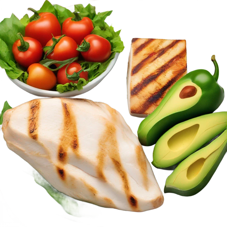 round white plate with healthy food emoji