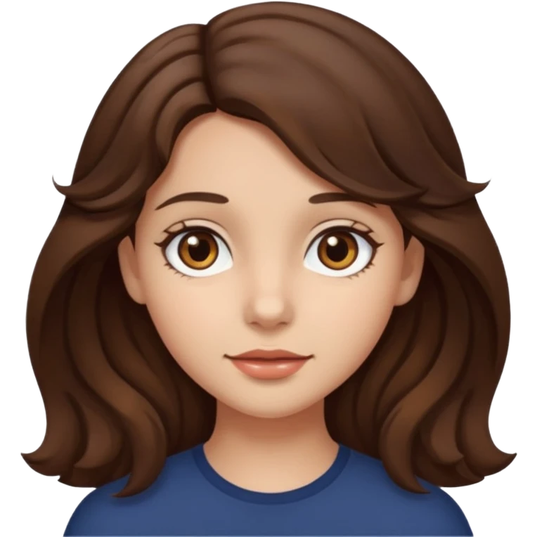 A girl with medium wavy brown hair, dark brown eyes, and fair skin emoji