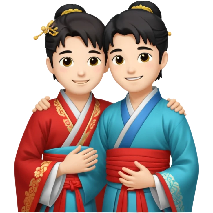 two guys hugging in hanfu emoji