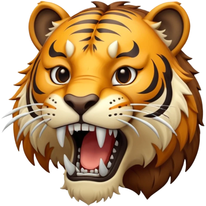 A stylized saber-toothed tiger, long curved white fangs, game-ready character. emoji