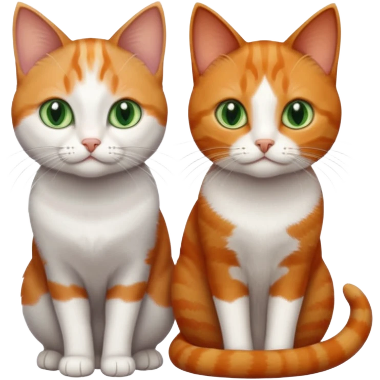 3 tiny different coloured short haired cats including a dark grey and white cat with green eyes, a ginger and white with orange eyes and a brown tabby and white with hazel eyes emoji