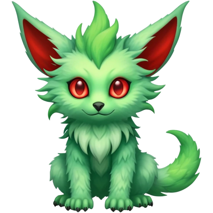 Cute Cool Edgy Green Red ethereal Fionbri-Vernid-Trico-animal-creature full body emoji