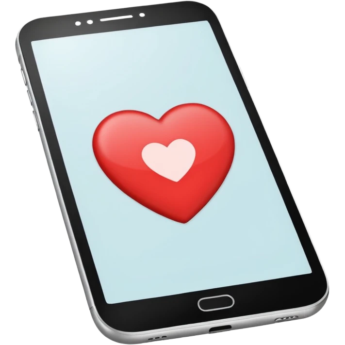 smartphone screen with a heart and text lines emoji