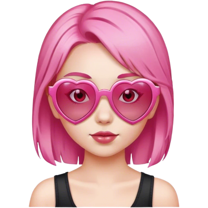 Girl with pink hair and heart sunglasses emoji