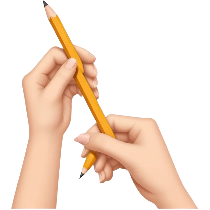 hands holding a pencil and drawing, simple and friendly emoji