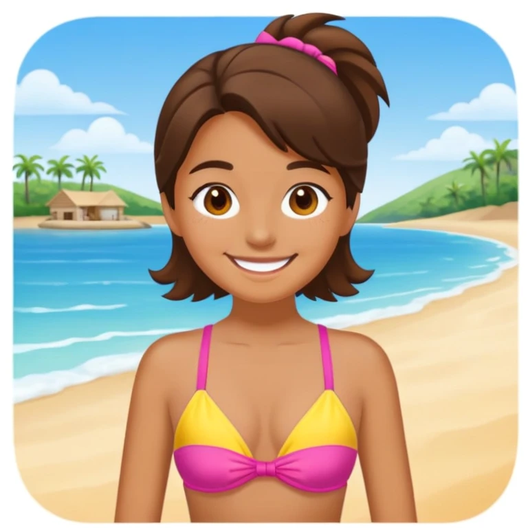 summer day with girl in bathing suit emoji