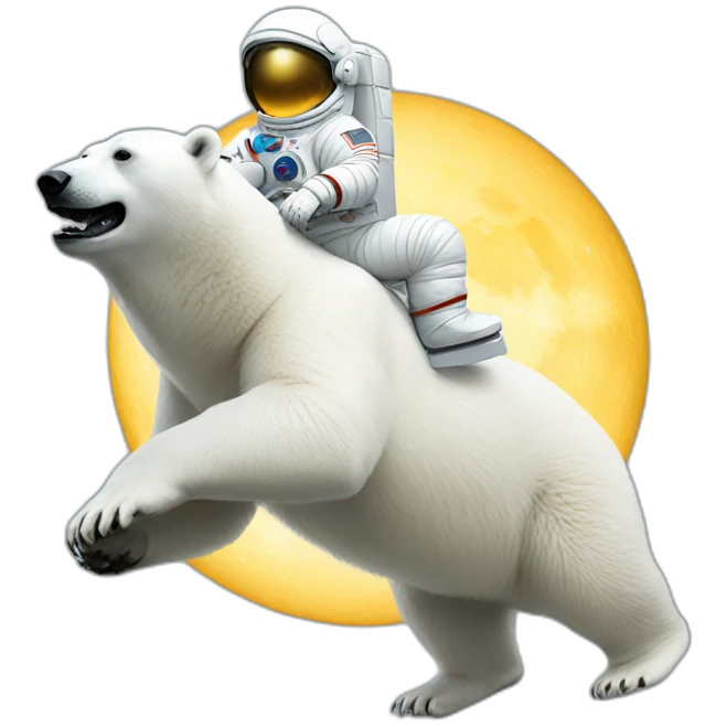 Astronaut riding a polar bear emoji