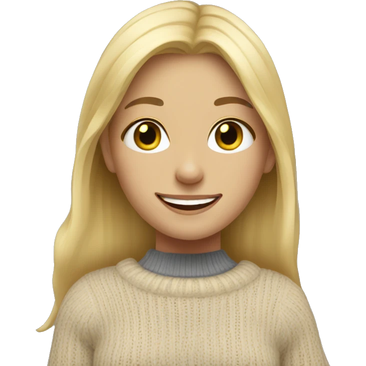 blonde girl smiling in sweater emoji