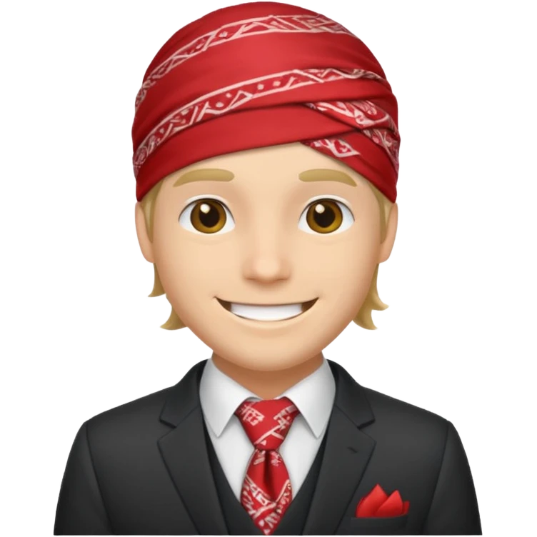 Character wearing a bandana and a suit emoji