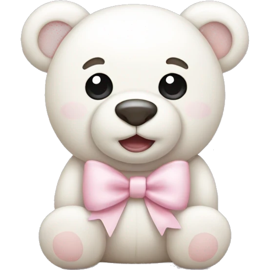 White teddy bear with light pink bow on the ear emoji