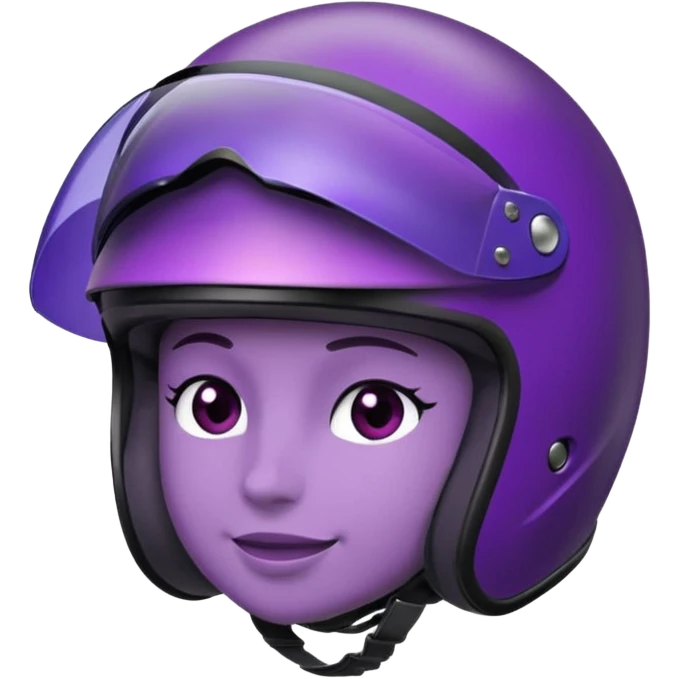 Créer un emoji avec une moto mt07 sport noir mate / violet iridescent très foncé, pare-brise de la moto violet. Avec une pilote dessus visière violet sombre visage caché . Avec fond arrière violet en arrière plan. emoji